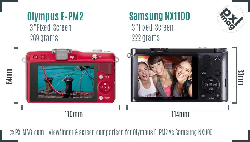 Olympus E-PM2 vs Samsung NX1100 Screen and Viewfinder comparison