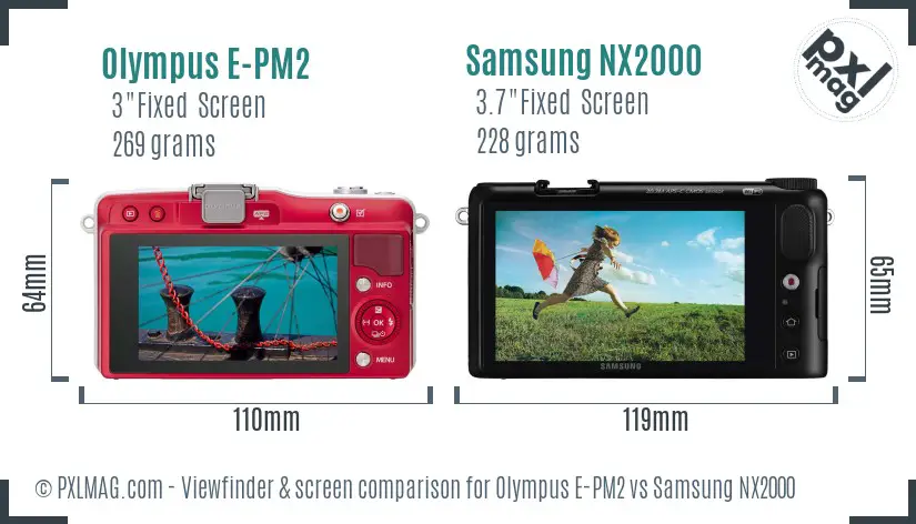 Olympus E-PM2 vs Samsung NX2000 Screen and Viewfinder comparison