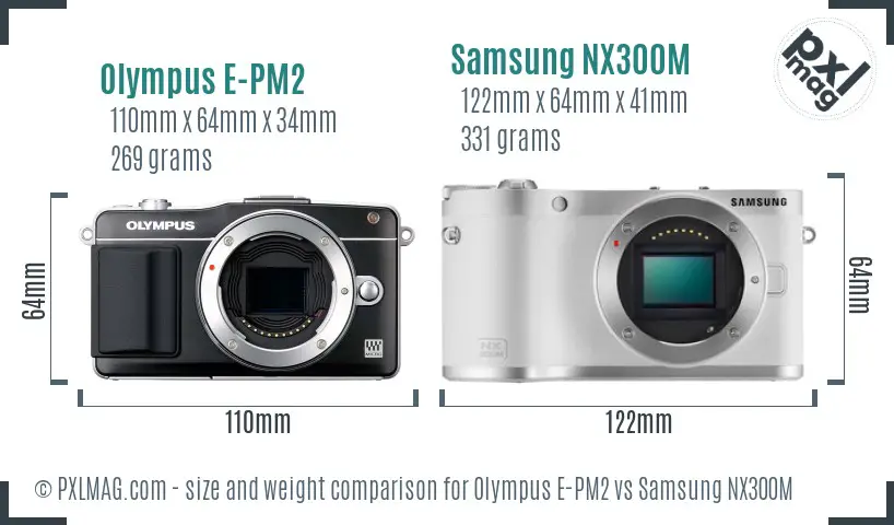 Olympus E-PM2 vs Samsung NX300M size comparison