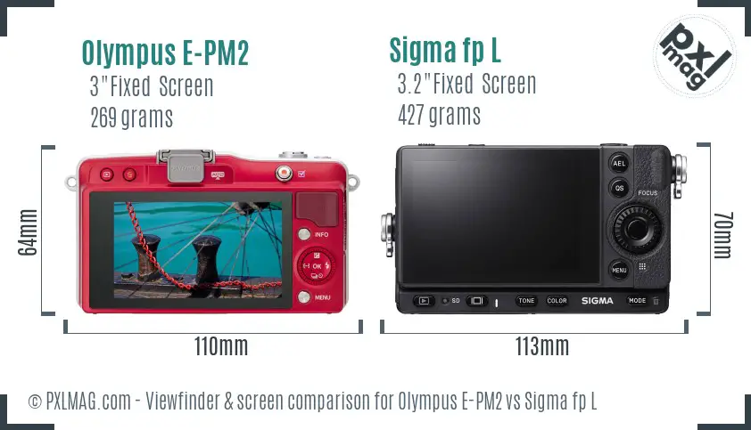 Olympus E-PM2 vs Sigma fp L Screen and Viewfinder comparison