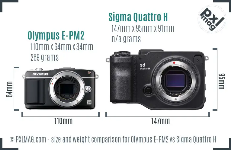 Olympus E-PM2 vs Sigma Quattro H size comparison