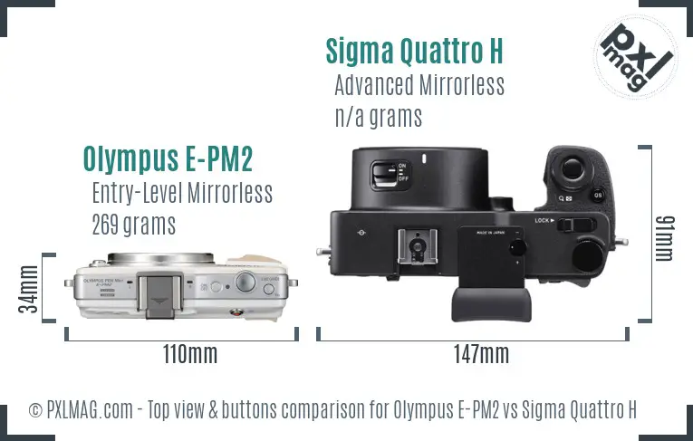 Olympus E-PM2 vs Sigma Quattro H top view buttons comparison