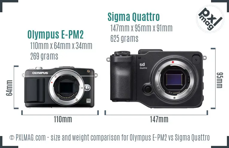 Olympus E-PM2 vs Sigma Quattro size comparison