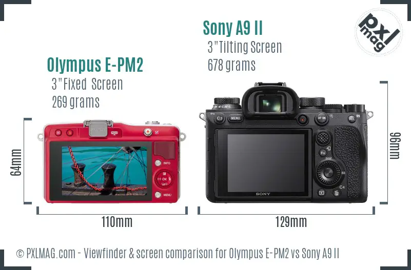 Olympus E-PM2 vs Sony A9 II Screen and Viewfinder comparison Olympus E-PM2 vs Sony A9 II Screen and Viewfinder comparison