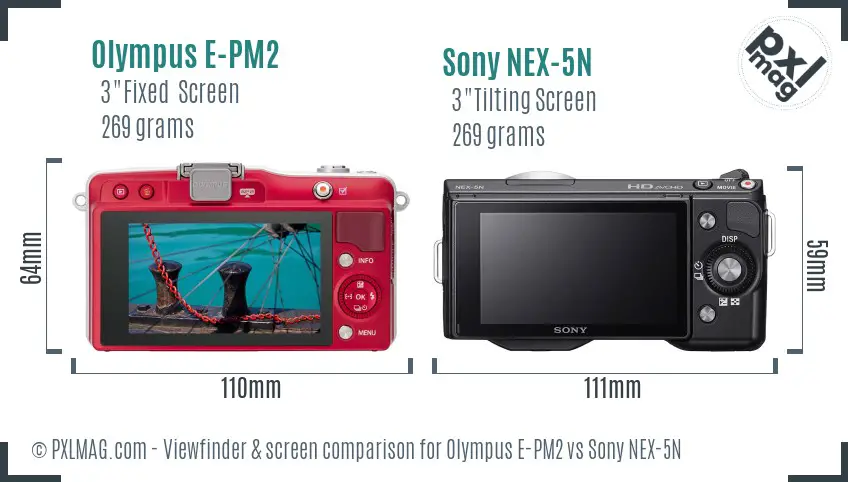 Olympus E-PM2 vs Sony NEX-5N Screen and Viewfinder comparison