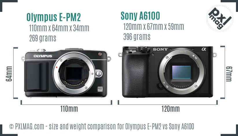 Olympus E-PM2 vs Sony A6100 size comparison