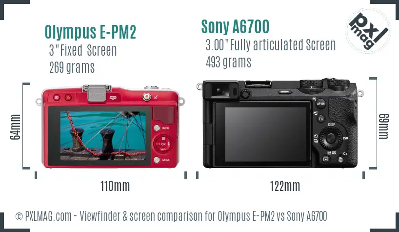 Olympus E-PM2 vs Sony A6700 Screen and Viewfinder comparison Olympus E-PM2 vs Sony A6700 Screen and Viewfinder comparison
