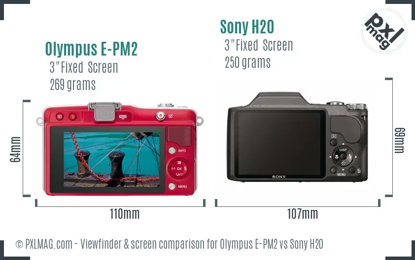 Olympus E-PM2 vs Sony H20 Screen and Viewfinder comparison