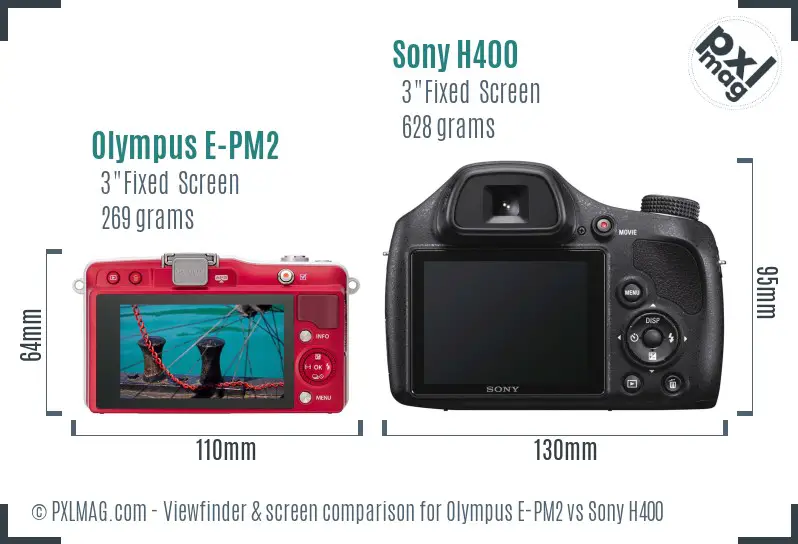 Olympus E-PM2 vs Sony H400 Screen and Viewfinder comparison