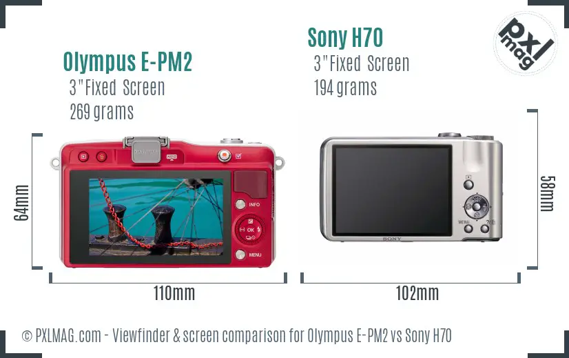 Olympus E-PM2 vs Sony H70 Screen and Viewfinder comparison