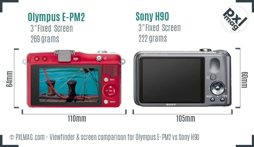 Olympus E-PM2 vs Sony H90 Screen and Viewfinder comparison