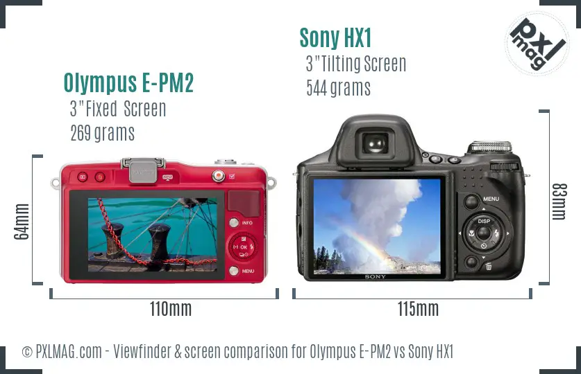 Olympus E-PM2 vs Sony HX1 Screen and Viewfinder comparison