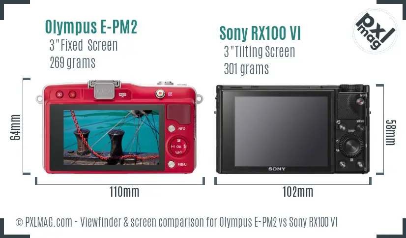 Olympus E-PM2 vs Sony RX100 VI Screen and Viewfinder comparison Olympus E-PM2 vs Sony RX100 VI Screen and Viewfinder comparison