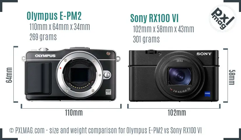 Olympus E-PM2 vs Sony RX100 VI size comparison Olympus E-PM2 vs Sony RX100 VI size comparison