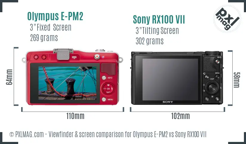 Olympus E-PM2 vs Sony RX100 VII Screen and Viewfinder comparison Olympus E-PM2 vs Sony RX100 VII Screen and Viewfinder comparison