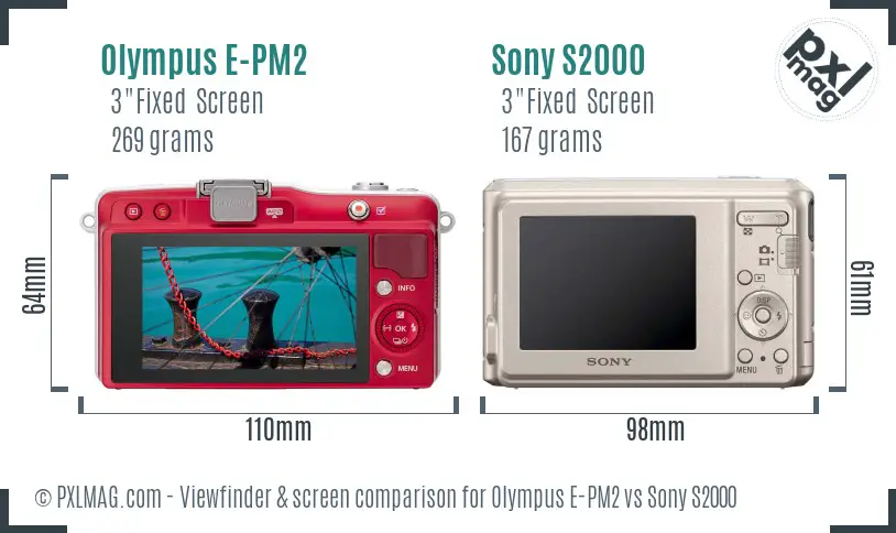 Olympus E-PM2 vs Sony S2000 Screen and Viewfinder comparison Olympus E-PM2 vs Sony S2000 Screen and Viewfinder comparison