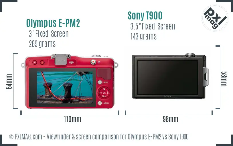 Olympus E-PM2 vs Sony T900 Screen and Viewfinder comparison