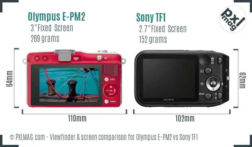 Olympus E-PM2 vs Sony TF1 Screen and Viewfinder comparison Olympus E-PM2 vs Sony TF1 Screen and Viewfinder comparison