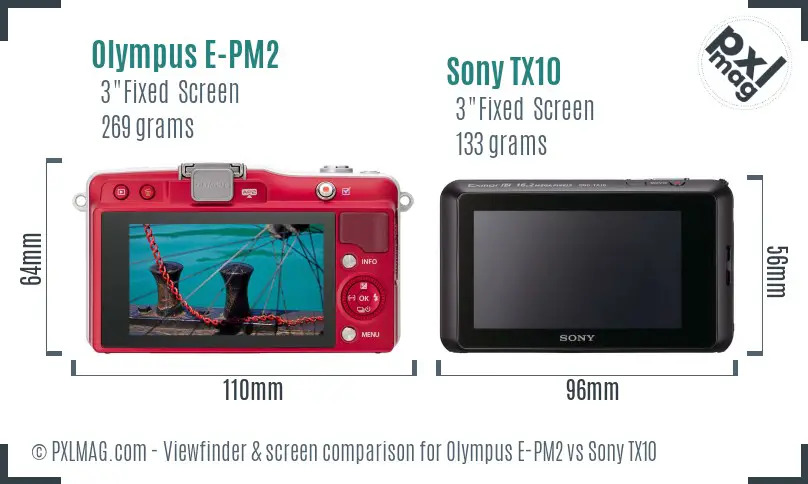 Olympus E-PM2 vs Sony TX10 Screen and Viewfinder comparison