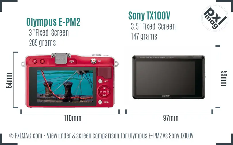 Olympus E-PM2 vs Sony TX100V Screen and Viewfinder comparison Olympus E-PM2 vs Sony TX100V Screen and Viewfinder comparison