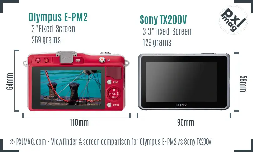 Olympus E-PM2 vs Sony TX200V Screen and Viewfinder comparison Olympus E-PM2 vs Sony TX200V Screen and Viewfinder comparison