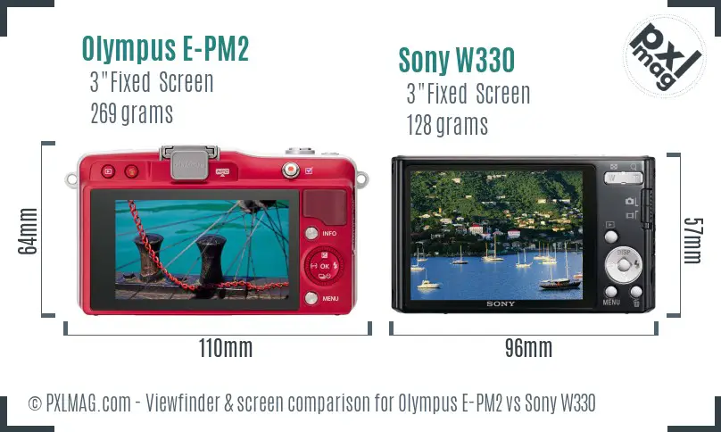 Olympus E-PM2 vs Sony W330 Screen and Viewfinder comparison