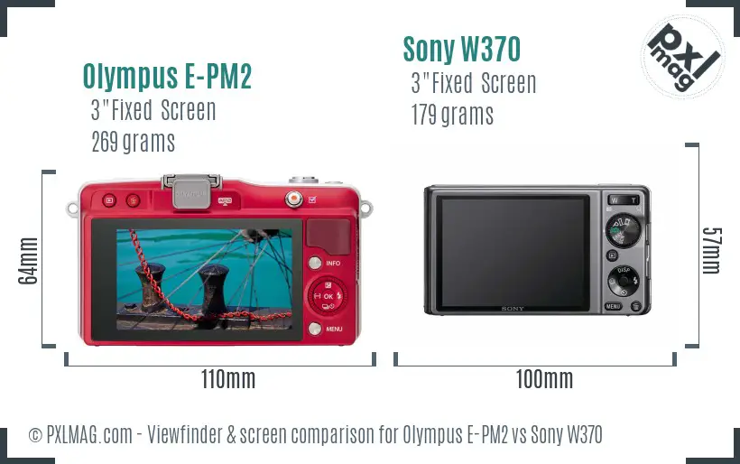 Olympus E-PM2 vs Sony W370 Screen and Viewfinder comparison