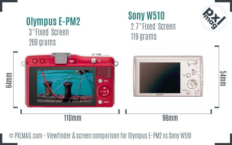 Olympus E-PM2 vs Sony W510 Screen and Viewfinder comparison