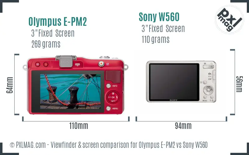 Olympus E-PM2 vs Sony W560 Screen and Viewfinder comparison Olympus E-PM2 vs Sony W560 Screen and Viewfinder comparison