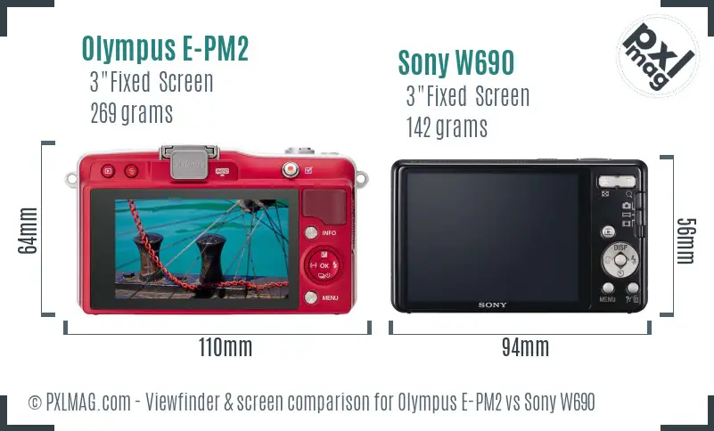 Olympus E-PM2 vs Sony W690 Screen and Viewfinder comparison