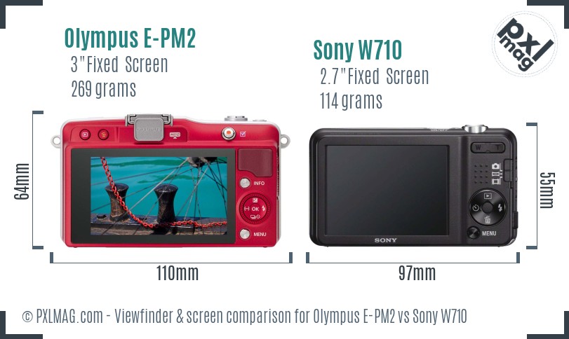 Olympus E-PM2 vs Sony W710 Screen and Viewfinder comparison