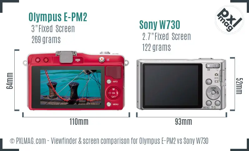 Olympus E-PM2 vs Sony W730 Screen and Viewfinder comparison Olympus E-PM2 vs Sony W730 Screen and Viewfinder comparison