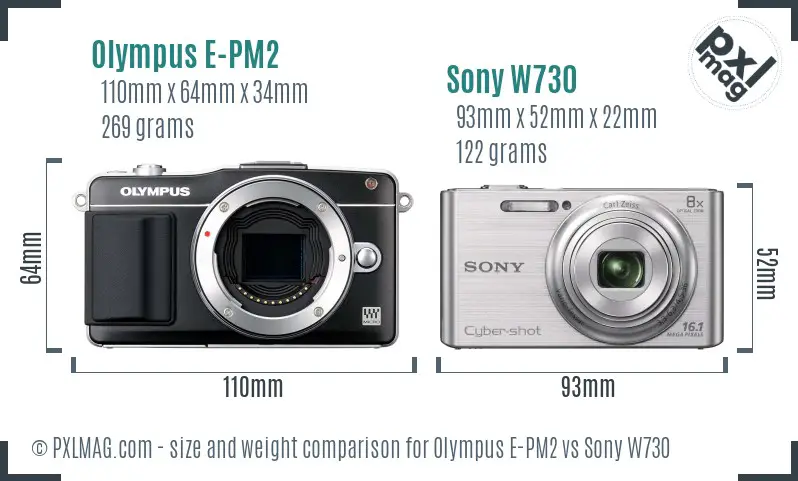 Olympus E-PM2 vs Sony W730 size comparison Olympus E-PM2 vs Sony W730 size comparison