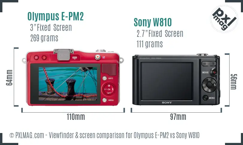 Olympus E-PM2 vs Sony W810 Screen and Viewfinder comparison Olympus E-PM2 vs Sony W810 Screen and Viewfinder comparison