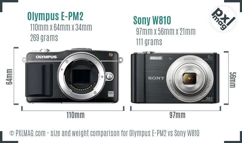 Olympus E-PM2 vs Sony W810 size comparison Olympus E-PM2 vs Sony W810 size comparison