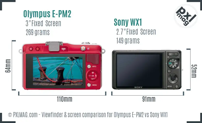 Olympus E-PM2 vs Sony WX1 Screen and Viewfinder comparison