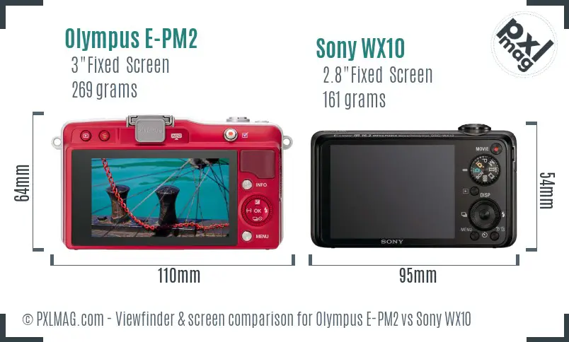 Olympus E-PM2 vs Sony WX10 Screen and Viewfinder comparison