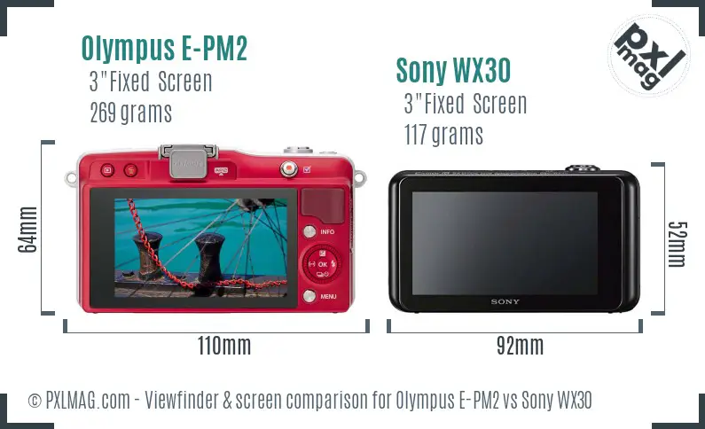 Olympus E-PM2 vs Sony WX30 Screen and Viewfinder comparison Olympus E-PM2 vs Sony WX30 Screen and Viewfinder comparison
