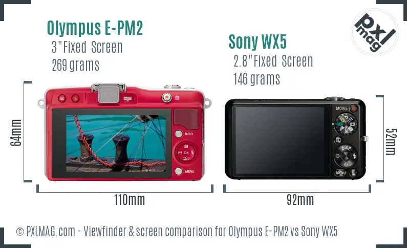 Olympus E-PM2 vs Sony WX5 Screen and Viewfinder comparison