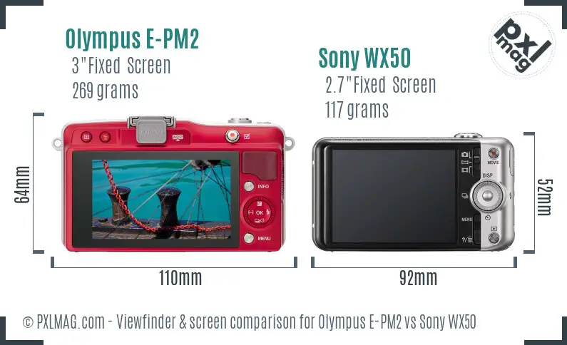 Olympus E-PM2 vs Sony WX50 Screen and Viewfinder comparison Olympus E-PM2 vs Sony WX50 Screen and Viewfinder comparison