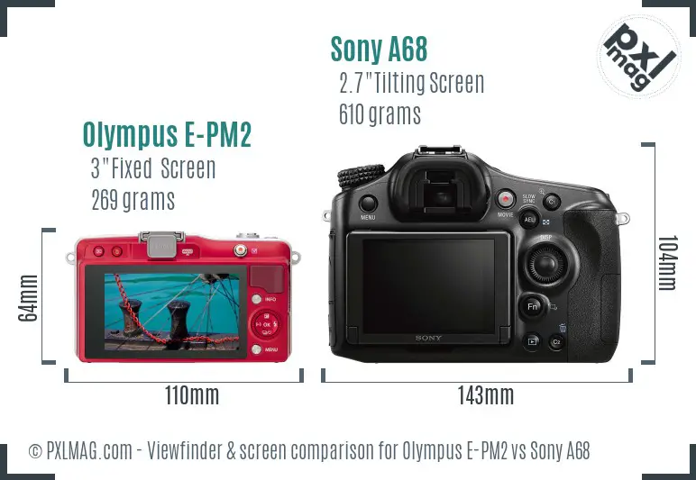 Olympus E-PM2 vs Sony A68 Screen and Viewfinder comparison Olympus E-PM2 vs Sony A68 Screen and Viewfinder comparison