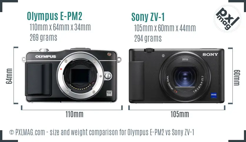 Olympus E-PM2 vs Sony ZV-1 size comparison Olympus E-PM2 vs Sony ZV-1 size comparison