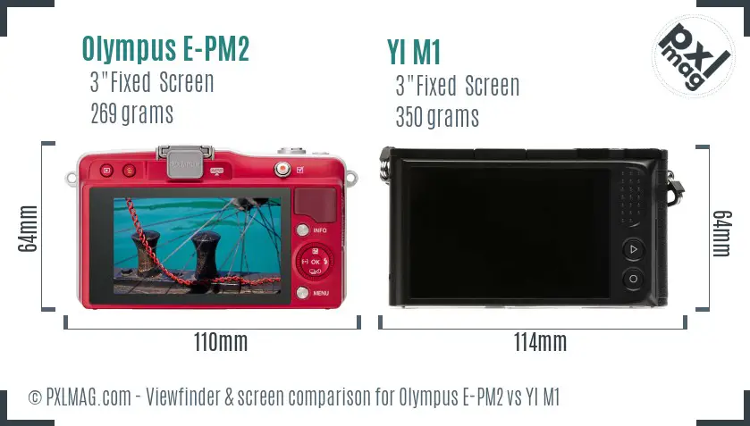Olympus E-PM2 vs YI M1 Screen and Viewfinder comparison