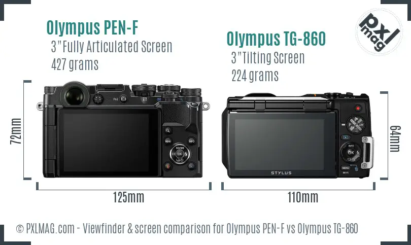 Olympus PEN-F vs Olympus TG-860 Screen and Viewfinder comparison