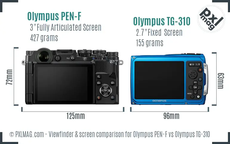 Olympus PEN-F vs Olympus TG-310 Screen and Viewfinder comparison