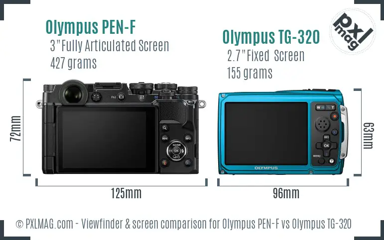 Olympus PEN-F vs Olympus TG-320 Screen and Viewfinder comparison