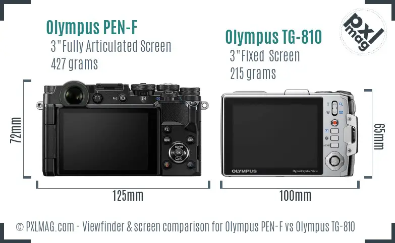 Olympus PEN-F vs Olympus TG-810 Screen and Viewfinder comparison