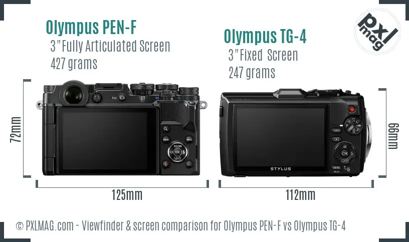 Olympus PEN-F vs Olympus TG-4 Screen and Viewfinder comparison