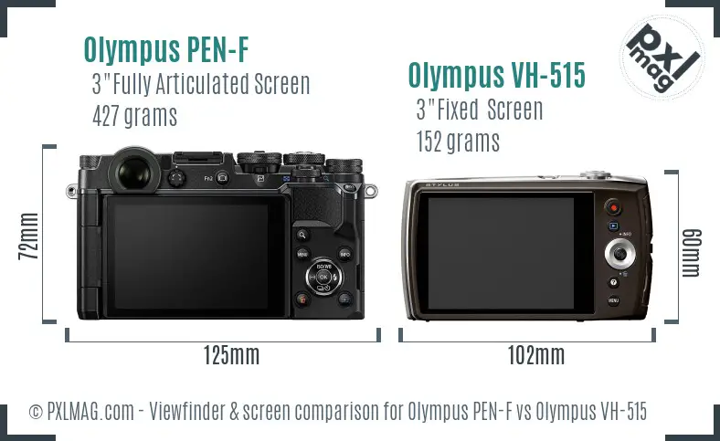 Olympus PEN-F vs Olympus VH-515 Screen and Viewfinder comparison