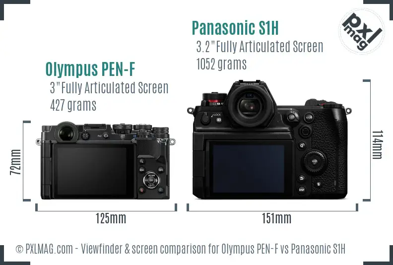 Olympus PEN-F vs Panasonic S1H Screen and Viewfinder comparison